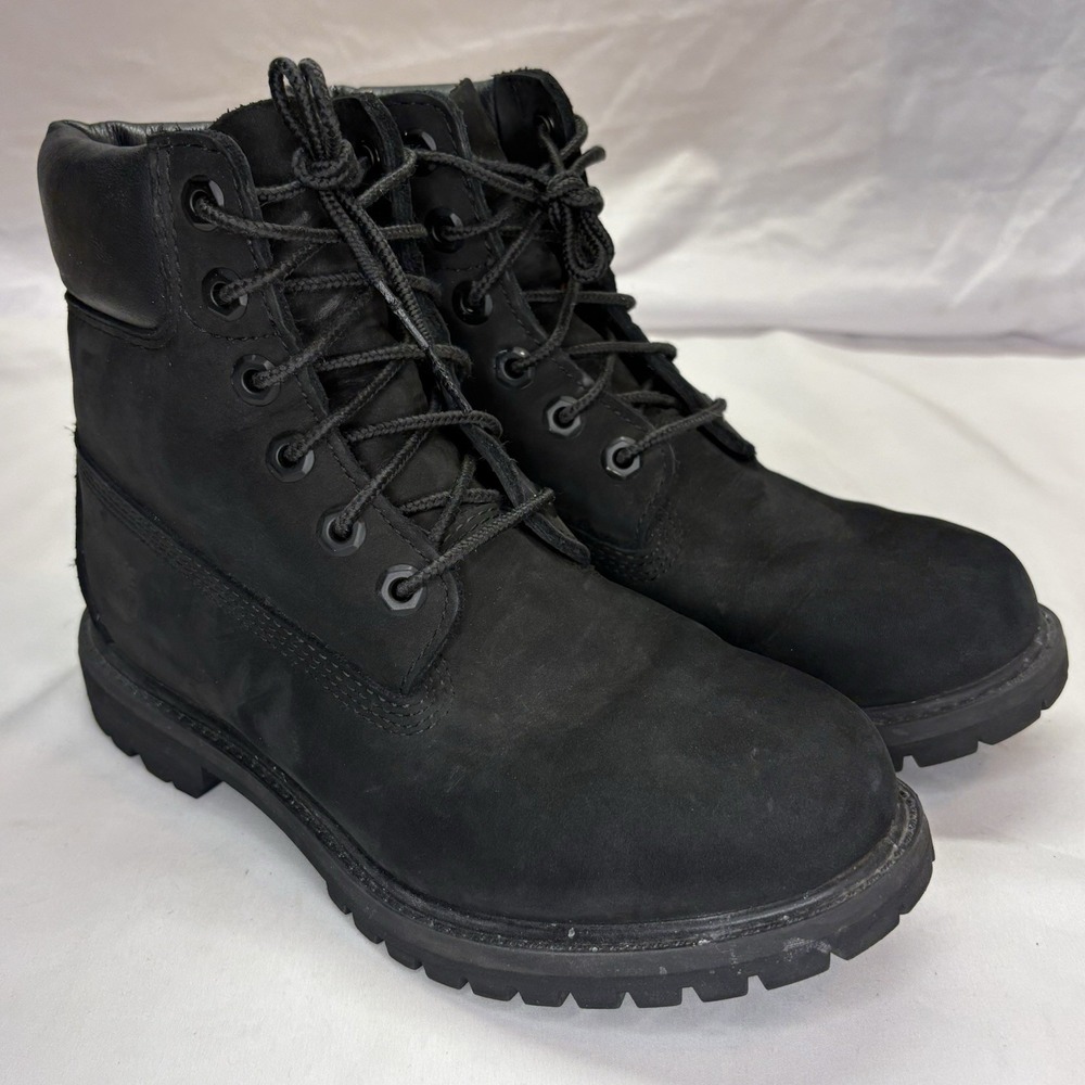 Timberland Premium 6 inch Womens Boots Size 7 M Black Nubuck Waterproof